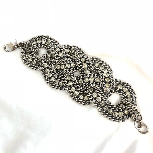 Stella & Dot Jewelry - Stella & Dot Silver  and Crystal Braided Bracelet